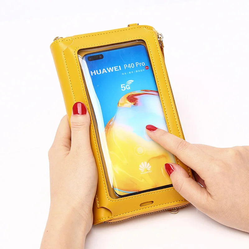 Summer Wallet Crossbody Bag Women PU Leather Touch Screen Mobile Phone Clutch