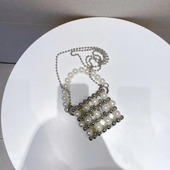 Summer Mini Beaded Bag Metal Ring Chain Diagonal Oneshoulder Women's Bag