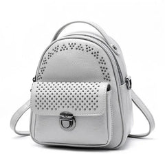 Summer Mini Rivets Backpack Gray Daypack Small Back Bag Woman