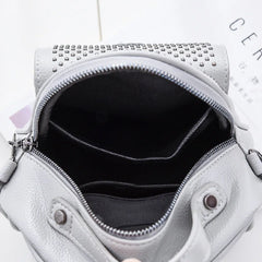 Summer Mini Rivets Backpack Gray Daypack Small Back Bag Woman