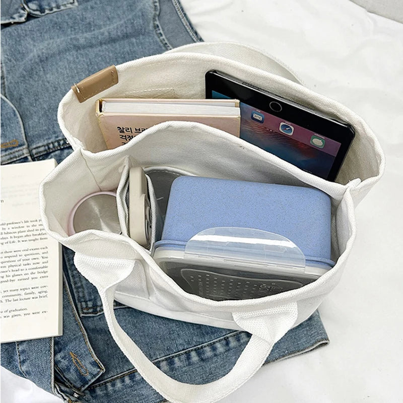 Summer Canvas Women's Tote Bag Solid Top-handle Large Capacity Shopping Purse