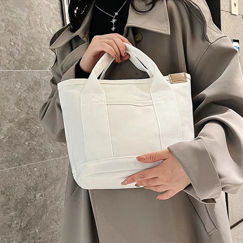 Summer Canvas Women's Tote Bag Solid Top-handle Large Capacity Shopping Purse