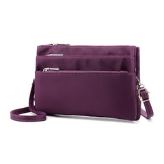 Summer Multilayer Canvas Zipper Sling Bag Solid Color Female Diagonal Package