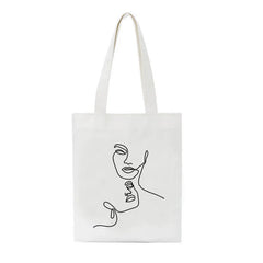 Summer Abstract Canvas Shoulder Bag Zipper Closure Vintage Style