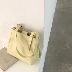 Summer PU Leather Shoulder Bags Women Students School Totes Bag