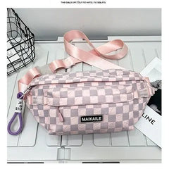 Plaid Chest Bag Neon Green Hip Hop Waist Pack Shoulder Bags