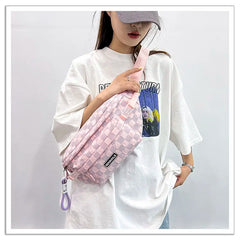 Plaid Chest Bag Neon Green Hip Hop Waist Pack Shoulder Bags