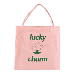 Summer Pink Flower Canvas Shoulder Bag Large Capacity Female Shopping Bags