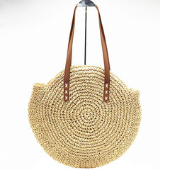 Summer Round Straw Bags For Women Rattan Shoulder Bag Woven Beach Handbags