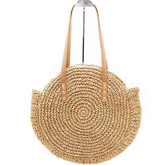 Summer Round Straw Bags For Women Rattan Shoulder Bag Woven Beach Handbags