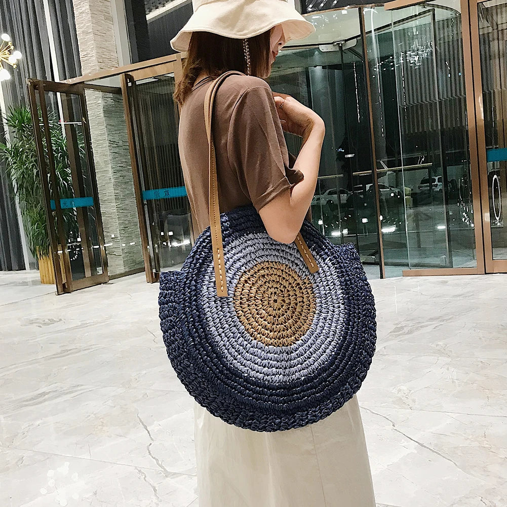 Straw Rattan Bag Woven Beach Messenger Shoulder Cro