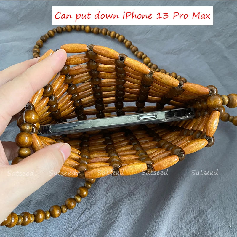 Hand-woven Hollow Bead Women Bag Crossbody