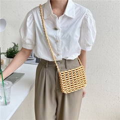 Hand-woven Hollow Bead Women Bag Crossbody