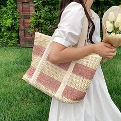 Straw Crossbody Bag Large Capacity Handbag Women's