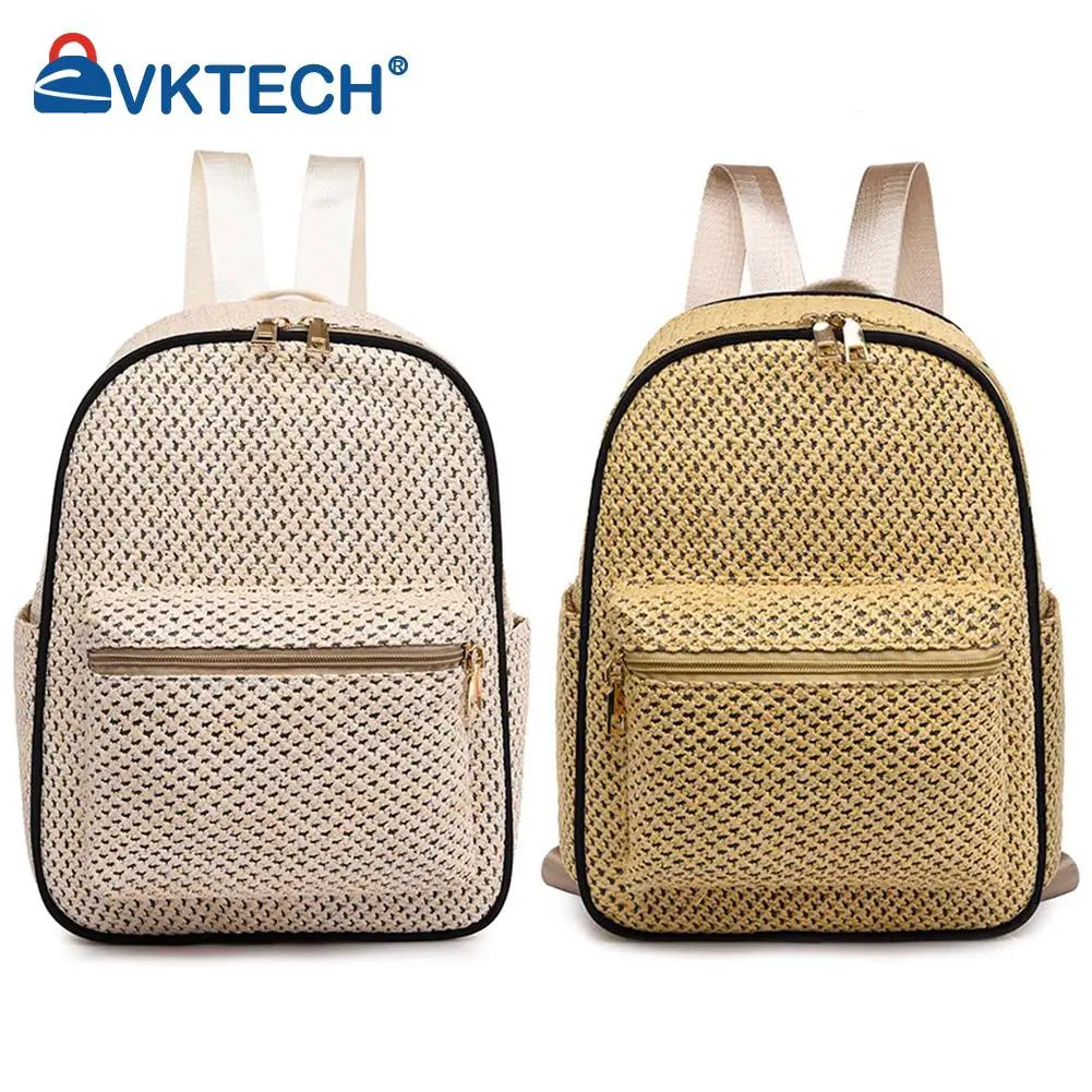 Summer Straw Backpack Beach Woven Female School Book Bag Daily Daypack Casual