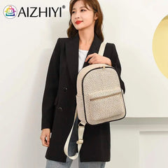Summer Straw Backpack Beach Woven School Bag