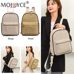 Summer Straw Backpack Beach Woven Female School Book Bag Daily Daypack