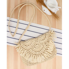 Summer Straw Women's Beach Tassel Bag Raffia Rattan Handbag
