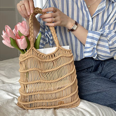 Straw Shoulder Bag Women Large Capacity Totes Braided Beach