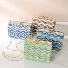 Straw Woven Wave Clutch Retro Wedding Dinner Bag