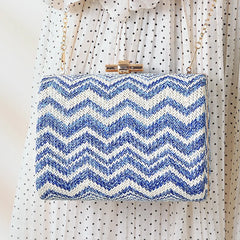 Straw Woven Wave Clutch Retro Wedding Dinner Bag