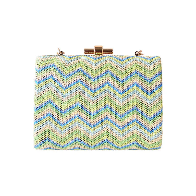 Straw Woven Wave Clutch Retro Wedding Dinner Bag