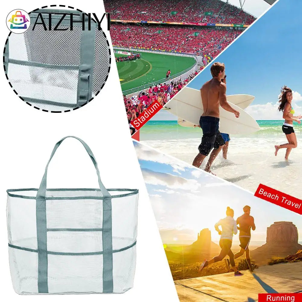 Large Capacity Beach Bag with 8 Pockets - Women's Travel Tote