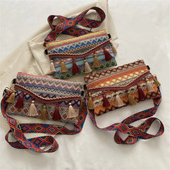 Summer Tassel Shoulder Bag for Women Vintage Crossbody Handbag and Purse