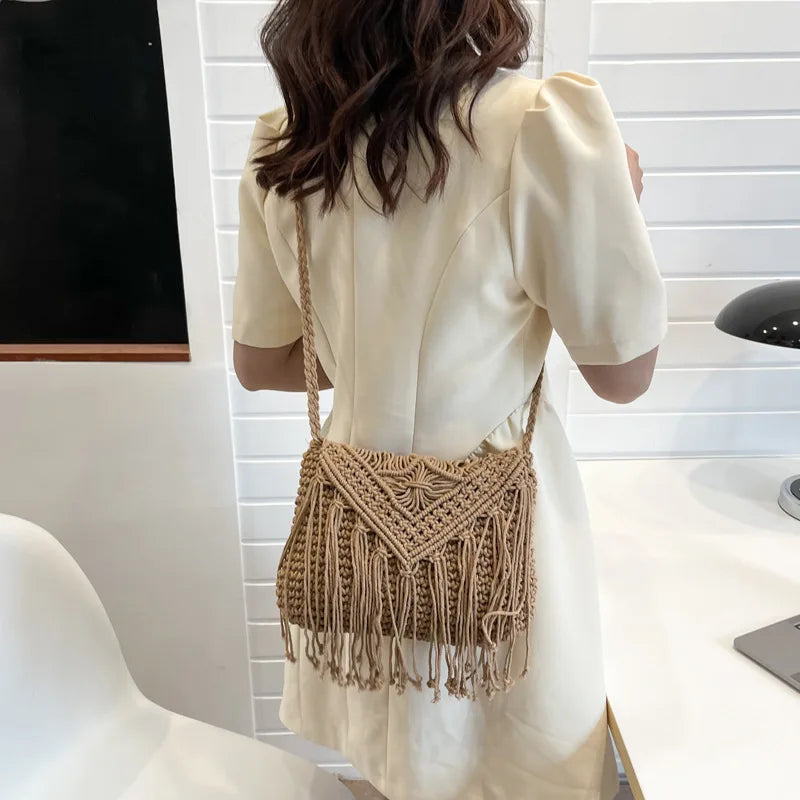 Summer Tassel Shoulder Bag Women Crossbody Purse Travel Messenger Handbag