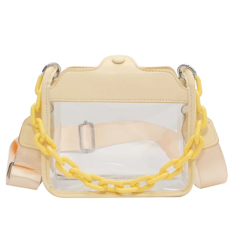 Summer Transparent Flap PVC Chain Cross-body Bag