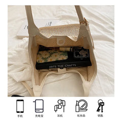 Summer Beige Large Tote Bag - Casual Polyester Jute