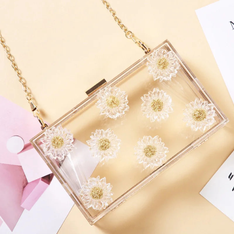Clear Transparent Crossbody Bag Acrylic Handbags Small Chain Square Bag