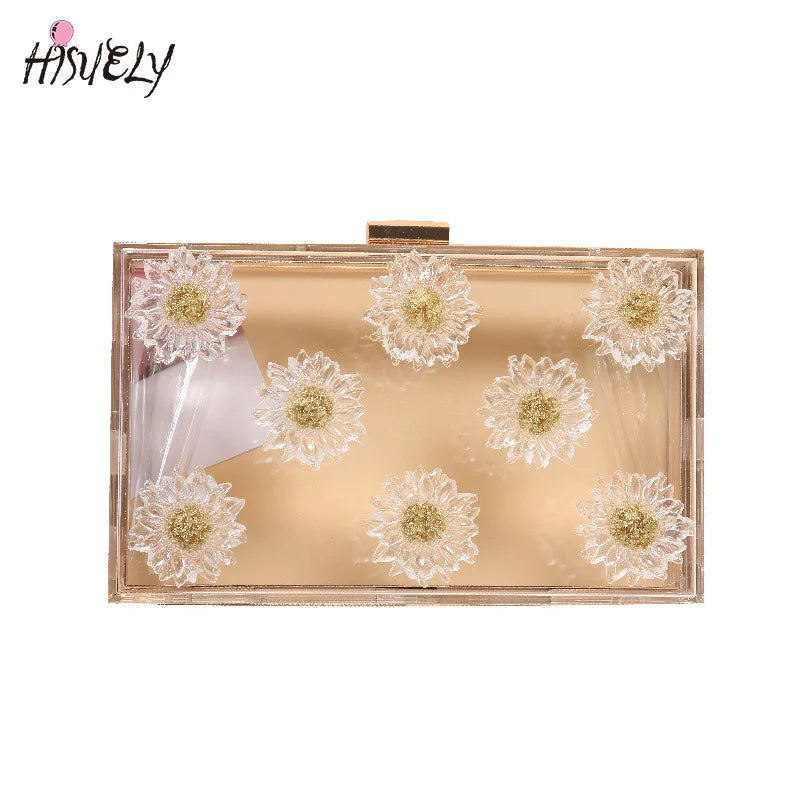 Clear Transparent Crossbody Bag Acrylic Handbags Small Chain Square Bag