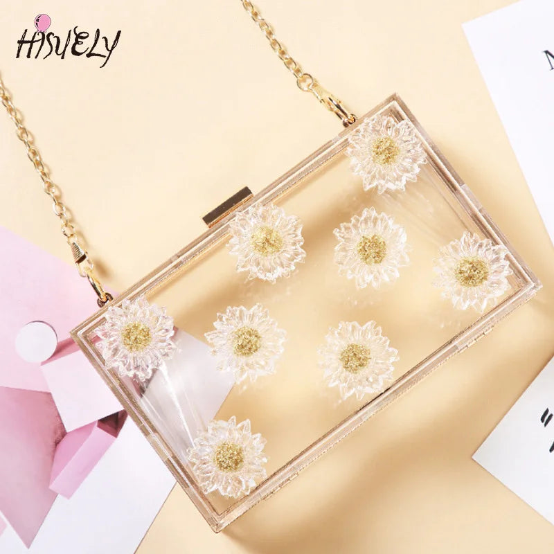 Clear Transparent Crossbody Bag Acrylic Handbags Small Chain Square Bag