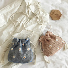 Women Flower Shoulder Crossbody Bag Small Beach Messenger Handbag Straw Purse