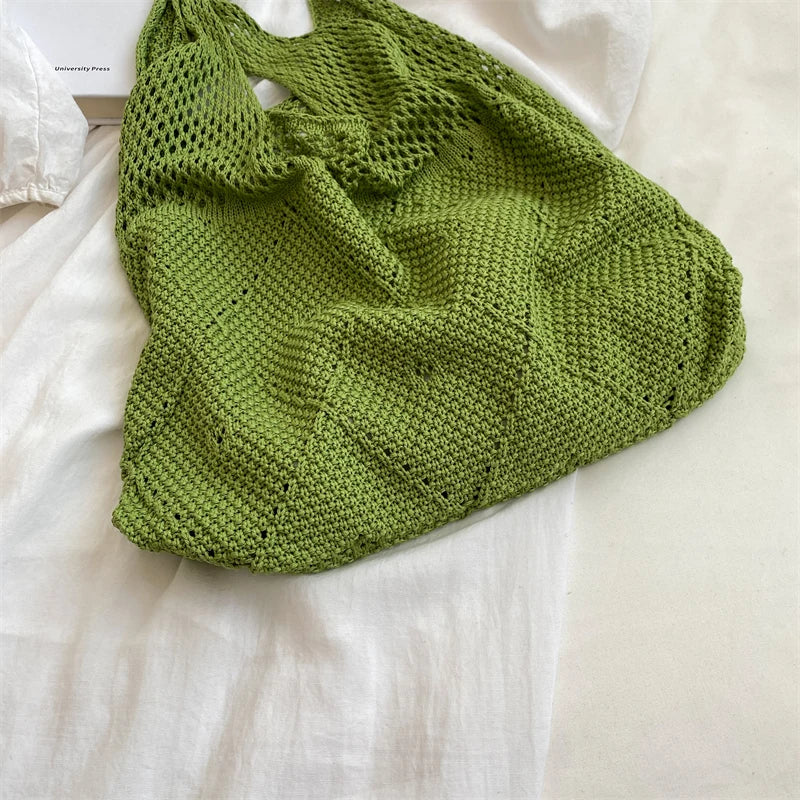 Summer Women Large Crochet Shoulder Bag Bohemian Beach Mesh Straw