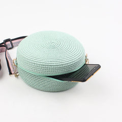 Summer Round Crossbody Bag Straw Woven Shoulder Retro Wallet Handbag