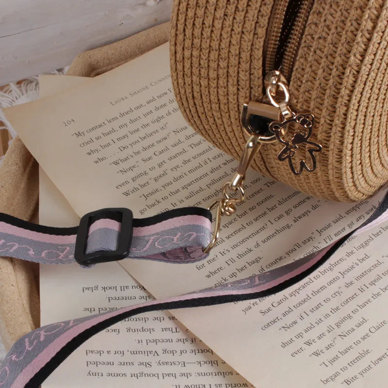 Summer Round Crossbody Bag Straw Woven Shoulder Retro Wallet Handbag