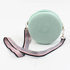Summer Round Crossbody Bag Straw Woven Shoulder Retro Wallet Handbag