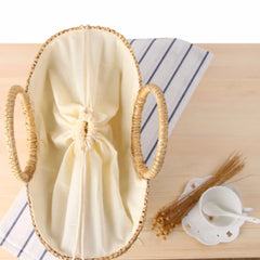 Summer Women Pom Pom Tassel Straw Beach Tote Bag
