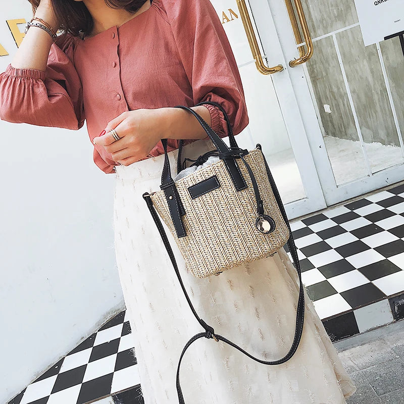 Summer Straw Tote Bag Beach Cross Body Bag for Women