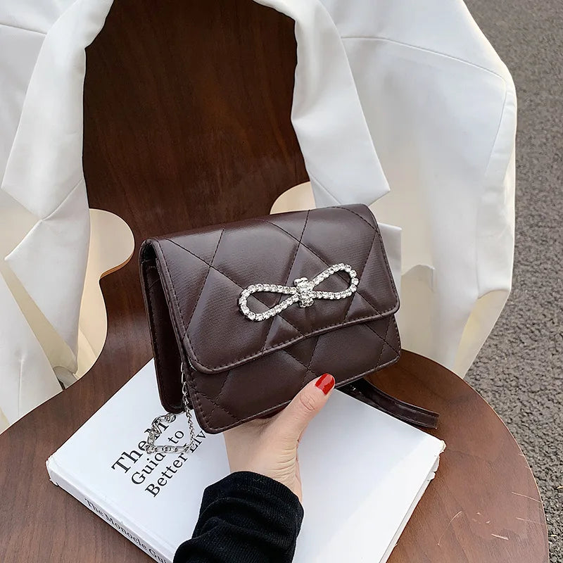 Summer Women's Lingge Chain Small Casual Shoulder Bag
