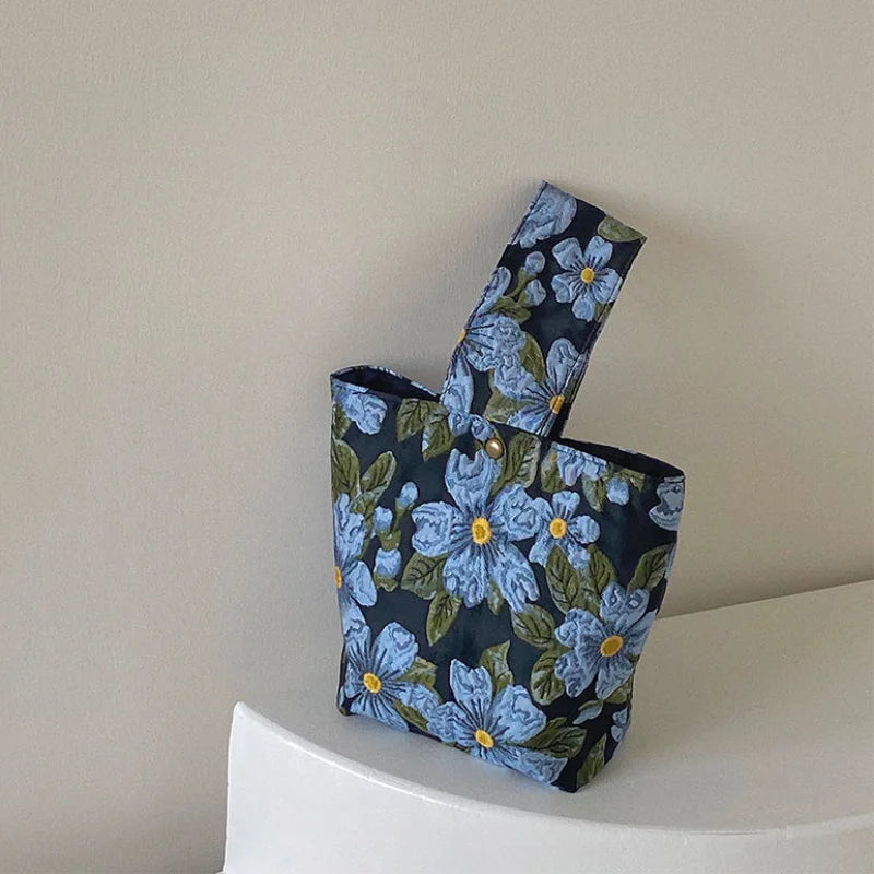 Summer Women's Retro Flower Shoulder Bag Jacquard Floral Handbags