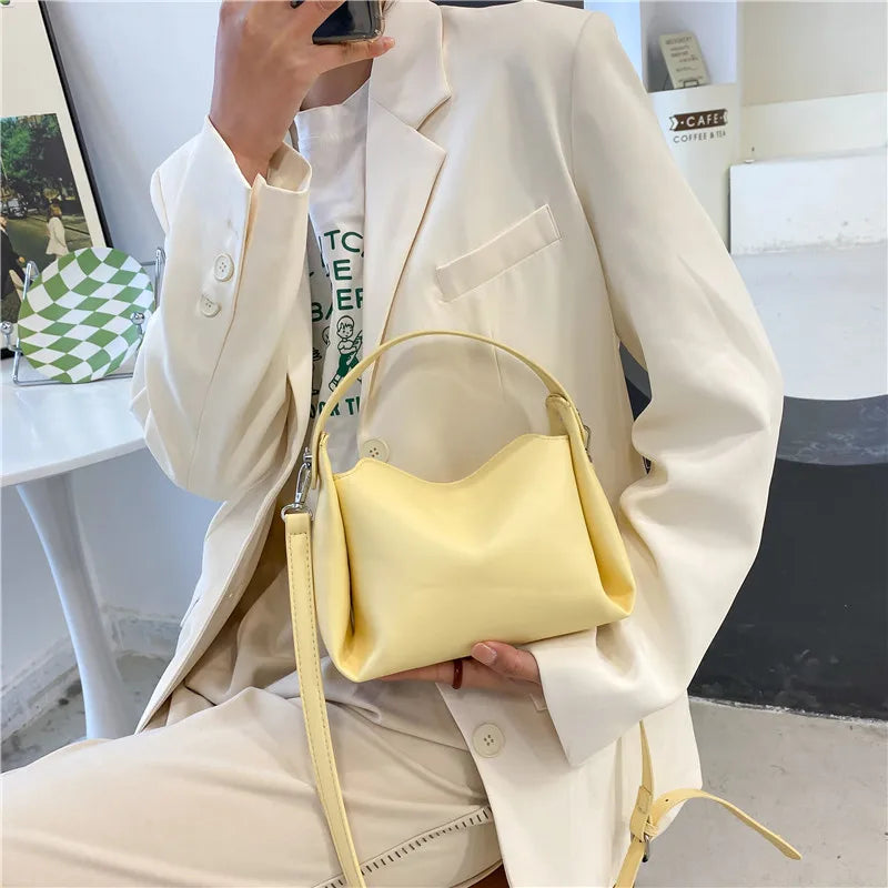 Summer Women's Shoulder Bag Pu Leather Casual Solid Handbag