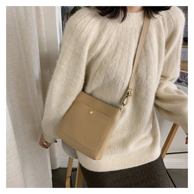 Summer Women's Small Square Crossbody Bag Canvas Bucket Bag