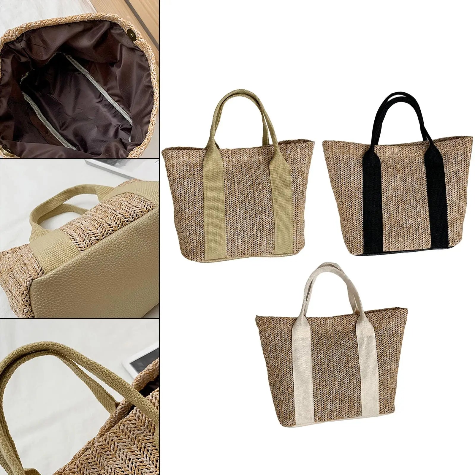 Summer Woven Handbag Rattan Shopping Tote for Ladies Travel Women Beach