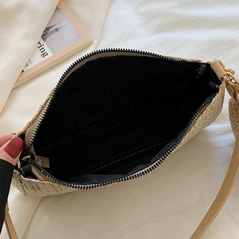 Summer Woven Shoulder Bag For Women 2pcs Combination