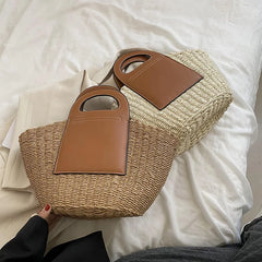 Summer Straw Bag Large Capacity Purse Handbag for Women Beach Shoulder Tote
