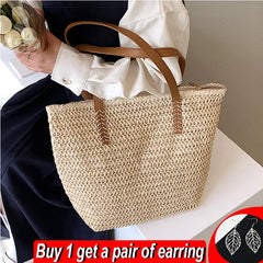 Summer Straw Bag Large Capacity Rattan Beach Handbag