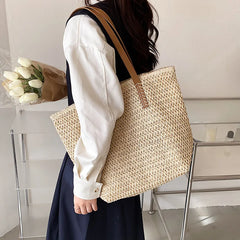 Summer Straw Bag Large Capacity Rattan Beach Handbag
